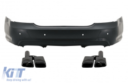 Rear Bumper with Exhaust Muffler Tips Black suitable for Mercedes S-Class W221 (2005-2013) with PDC S65 Design - CORBMBW221DDSTYB