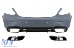 Rear Bumper with Exhaust Muffler Tips Chrome suitable for Mercedes E-Class W213 (2016-2019) E63 Design - CORBMBW213AMGTY