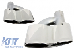 Rear Bumper with Exhaust Muffler Tips Chrome suitable for Mercedes S-Class W221 (2005-2013) S65 Design-image-6088561