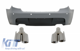 image-45-Rear Bumper with Exhaust Muffler Tips Quad suitable for BMW Series 1 E81 E87 Hatchback (2004-2011) M-Technik M Sport Design With PDC