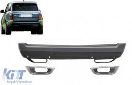 Rear Bumper with Exhaust Muffler Tips suitable for Range Rover Vogue IV L405 (2013-2017) Upgrade to Facelift 2018+ SVO Design - RBRRL405SVA