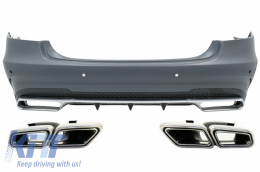 Rear Bumper with Exhaust Muffler Tips suitable for Mercedes E-Class W212 Facelift (2013-2016) - CORBMBW212FAMGS63WOL