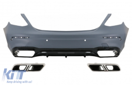 Rear Bumper with Exhaust Muffler Tips suitable for Mercedes E-Class W213 (2016-2019) E63 Design - CORBMBW213AMGTYS