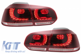Rear Bumper with Exhaust System and Taillights Full LED suitable for VW Golf VI (2008-2013) R20 Design Cherry Red (LHD and RHD)-image-6051009