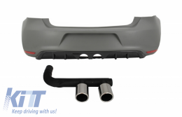 Rear Bumper with Exhaust System suitable for VW Polo 6R (2009-2018) R400 Design Without PDC - CORBVWPO6RRLES