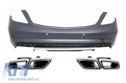 Rear Bumper with Muffler Tips suitable for MERCEDES S-Class W222 (2013-up) S63 Design-image-6022260