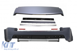 Rear Bumper with Roof Spoiler and Rear Trunk Tailgate Silver suitable for Land Rover Range Rover Sport (2005-2009) L320 Autobiography Design - CORBRRSATSTTA