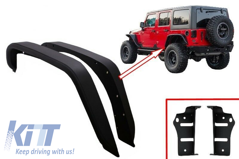 Rear Crusher Tube Flat Steel Fender Flares suitable for JEEP Wrangler Rubicon  JK (2007-2017)