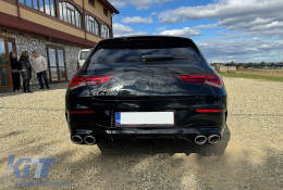 Rear Diffuser and Chrome Exhaust Tips suitable for Mercedes CLA X118 Shooting Brake C118 Coupe Sport Line (2019-up) CLA45S Design Aerodynamic Package-image-6126856