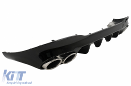 Rear Diffuser and Chrome Exhaust Tips suitable for Mercedes CLA X118 Shooting Brake C118 Coupe Sport Line (2019-2023) CLA45S Design Aerodynamic Package-image-6104244