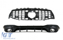 image-38-Rear Diffuser and Exhaust Tips Silver with Front Grille Piano Black suitable for Mercedes CLA X118 Shooting Brake C118 Coupe Sport Line (2019-05.2023) CLA35 GTR Design