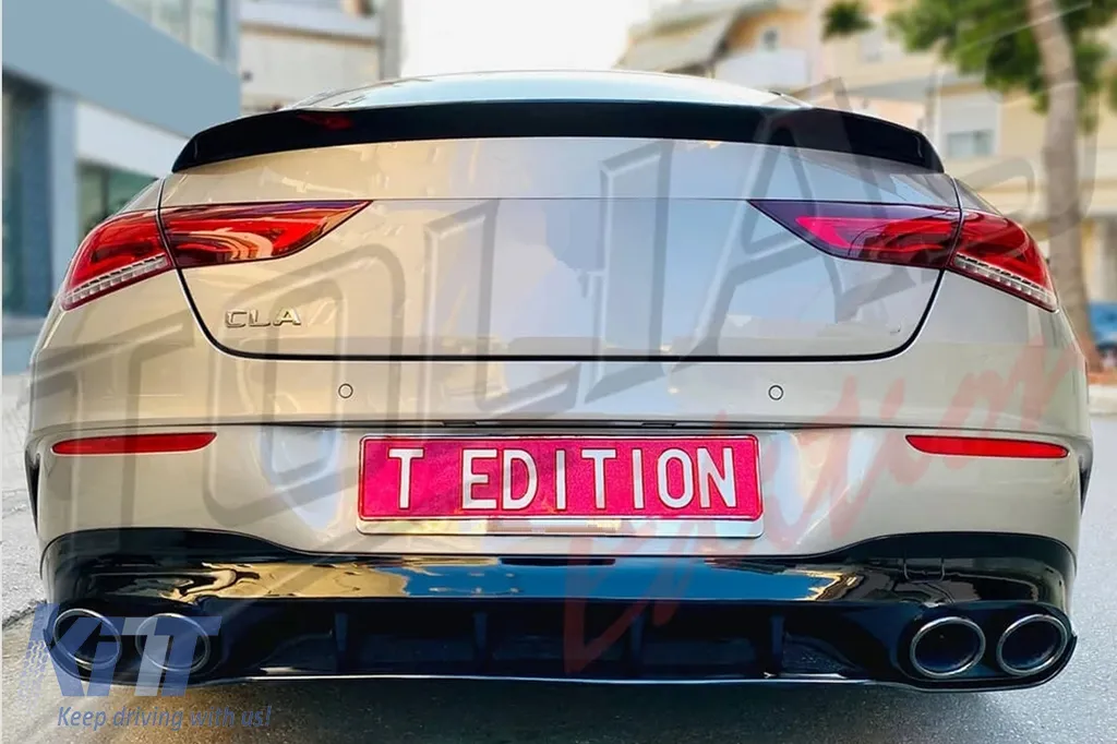 Rear Diffuser and Exhaust Tips suitable for Mercedes CLA X118 Shooting Brake C118 Coupe Sport Line (2019-06.2025) CLA45S Design