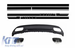 image-8-Rear Diffuser and Exhaust Tips Tailpipe Package Black for Mercedes A-Class W176 (2012-up) with Side Decals Sticker Vinyl Matte Black