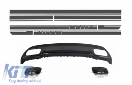 image-7-Rear Diffuser and Exhaust Tips Tailpipe suitable for Mercedes A-Class W176 (2012-up) Sport Pack with Side Decals Sticker Vinyl Dark Grey