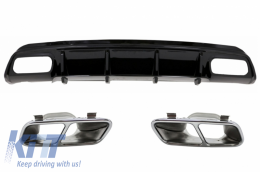 Rear Diffuser Black Edition with Muffler Tips suitable for Mercedes A-Class W176 (2012-2018) A45 Facelift Design - CORDMBW176FA45