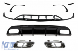 image-10-Rear Diffuser Black Edition with Muffler Tips suitable for Mercedes A-Class W176 (2015-2018) and Front Bumper Splitters Fins Aero A45 Facelift Design