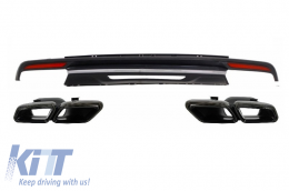 Rear Diffuser Black Exhaust Muffler Tips suitable for Mercedes S-Class W222 Sport Line Package (2013-06.2017)