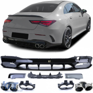 Rear diffuser black gloss + double tailpipes chrome for Mercedes CLA C118 X118 - ODRBDM6025203