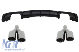 Rear Diffuser Double Outlet Brilliant Black Edition with Exhaust Muffler Tips M-Power Black suitable for BMW 3 Series F30 F31 (2011-up) M Performance Design - CORDBMF30MPDOBAB