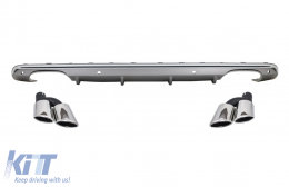 image-22-Rear Diffuser Double Outlet with Exhaust Muffler Tips suitable for Audi Q5 8R Facelift (2009-2016) only S-Line Bumper