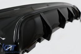 Rear Diffuser Double Outlet with Exhaust Muffler Tips Piano Black suitable for BMW 2 Series F22 F23 (2013-) M Design-image-6087764