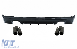 Rear Diffuser Double Outlet with Exhaust Muffler Tips Piano Black suitable for BMW 2 Series F22 F23 (2013-) M Design - CORDBMF22MPDOBTYB