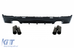 image-2-Rear Diffuser Double Outlet with Exhaust Muffler Tips Piano Black suitable for BMW 2 Series F22 F23 (2013-) M Design