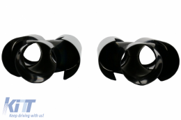 Rear Diffuser Double Outlet with Exhaust Muffler Tips Piano Black suitable for BMW 2 Series F22 F23 (2013-) M Design-image-6087774