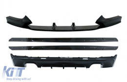 image-39-Rear Diffuser Double Outlet with Front Spoiler Lip and Side Skirts Add-on Lip Extensions suitable for BMW 2 Series F22 F23 (2013-) M Performance Design Piano Black