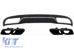 Rear Diffuser & Exhaust Tips suitable for Mercedes C-Class W205 S205 (2014-2018) C63 Design Black Package only for Standard Bumper