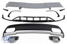 image-57-Rear Diffuser & Exhaust Tips Tailpipe Package with Front Splitters Fins Aero and Trunk Spoiler suitable for MERCEDES A-Class W176 (2015-2018) Sport Pack