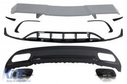 image-58-Rear Diffuser & Exhaust Tips Tailpipe with Splitters Fins Aero with Trunk Spoiler suitable for MERCEDES A-Class W176 (2015-2018) Sport Pack All Black