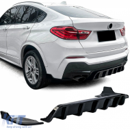 Rear diffuser extension with splitter gloss black for BMW X4 F26 2014-2018