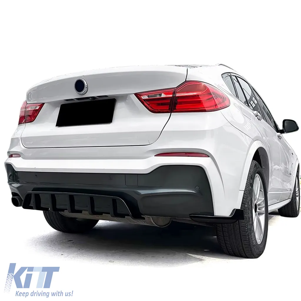 Rear diffuser extension with splitter gloss black for BMW X4 F26 2014-2018