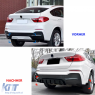 Rear diffuser extension with splitter gloss black for BMW X4 F26 2014-2018