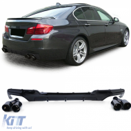 Rear diffuser gloss + tailpipes 4-pipe performance look suitable for BMW F10 F11 535