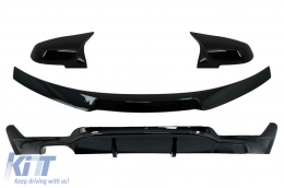 Rear Diffuser Left Double Outlet with Trunk Spoiler and Mirror Covers suitable for BMW 4 Series Coupe F32 (2013-up) M4 CSL M Performance Design Piano Black - CORDBMF32MPBTSB