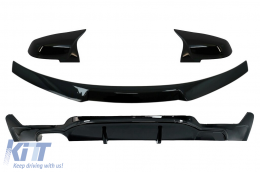 Rear Diffuser Left Double Outlet with Trunk Spoiler and Mirror Covers suitable for BMW 4 Series Coupe F32 (2013-up) M4 CSL M Performance Design Piano Black