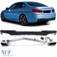 Rear diffuser matte + duplex V8 tailpipe conversion fits BMW F10 F11 520 525 528 530 - ODRBDB6014280