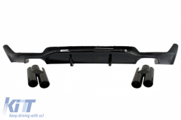 Rear Diffuser suitable for BMW 4 Series F32 Coupe F33 Cabrio F36 Gran Coupe (2013-) Exhaust Muffler Tips Piano Black M Design - CORDBMF32MPDOBETYB