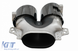 Rear Diffuser with Black Exhaust Muffler Tips suitable for Mercedes GLE W167 SUV V167 Sport Line (2019-Up) GLE53 Design Night Package-image-6078808