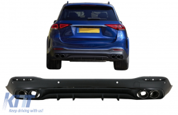 Rear Diffuser with Black Exhaust Muffler Tips suitable for Mercedes GLE W167 SUV V167 Sport Line (2019-Up) GLE53 Design Night Package-image-6089120