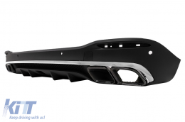 Rear Diffuser with Black Exhaust Muffler Tips suitable for Mercedes GLE W167 SUV V167 Sport Line (2019-Up) GLE 63 Design-image-6104578
