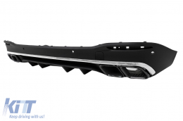 Rear Diffuser with Black Exhaust Muffler Tips suitable for Mercedes GLE W167 SUV V167 Sport Line (2019-Up) GLE 63 Design-image-6104579