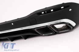 Rear Diffuser with Black Exhaust Muffler Tips suitable for Mercedes GLE W167 SUV V167 Sport Line (2019-Up) GLE 63 Design-image-6104580