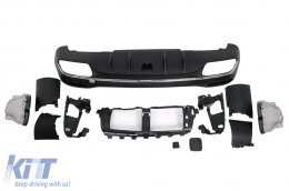 Rear Diffuser with Black Exhaust Muffler Tips suitable for Mercedes GLE W167 SUV V167 Sport Line (2019-Up) GLE 63 Design-image-6104587