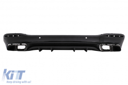 Rear Diffuser with Black Exhaust Muffler Tips suitable for Mercedes GLE W167 SUV V167 Sport Line (2019-Up) GLE63 Design Night Package - RDMBGLEW167C63B