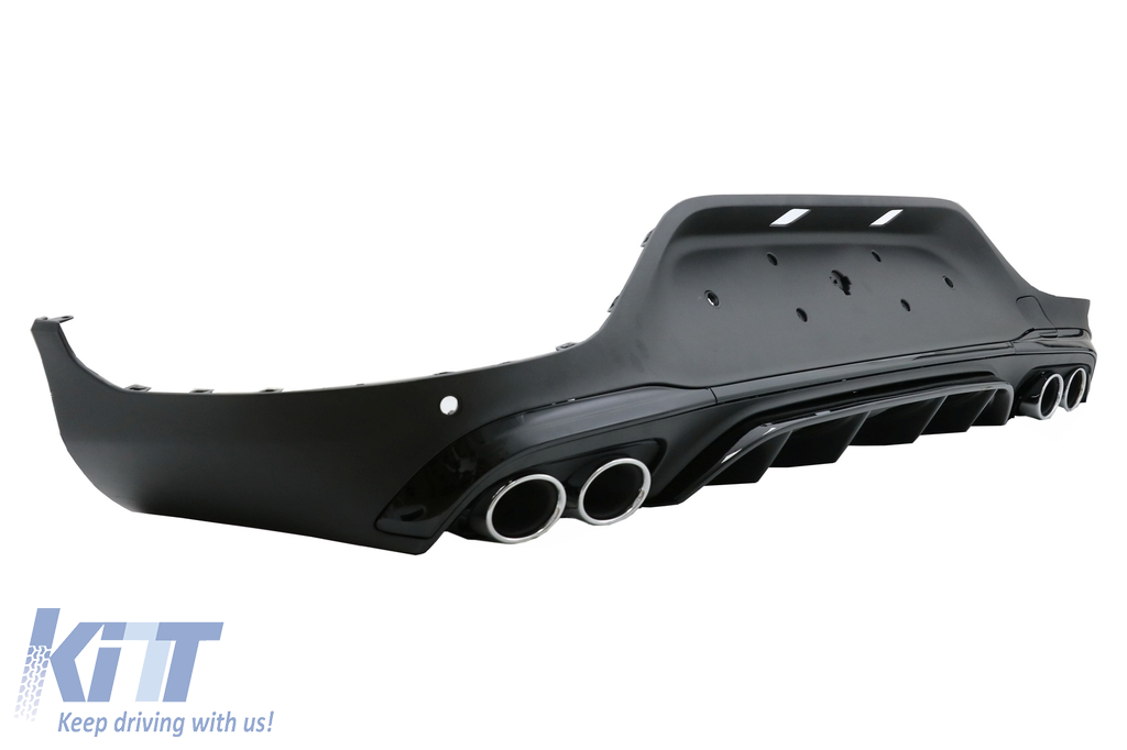Rear Diffuser With Exhaust Black Muffler Tips Suitable For Mercedes Glc Coupe Facelift C253 Up Glc43 Design Night Package Carpartstuning Com