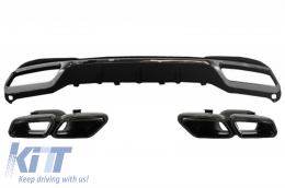 Rear Diffuser with Exhaust Muffler Tips Black suitable for MERCEDES E-Class W212 S212 Facelift (2013-2016) only Sport package Bumper - CORDMBW212AMGS63B