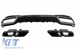 Rear Diffuser with Exhaust Muffler Tips Black suitable for MERCEDES E-Class W212 S212 Facelift (2013-2016) only Sport package Bumper